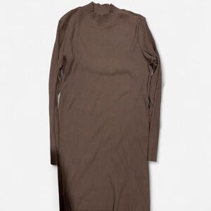 H&M Ribbed Mock Neck Dress - Taupe